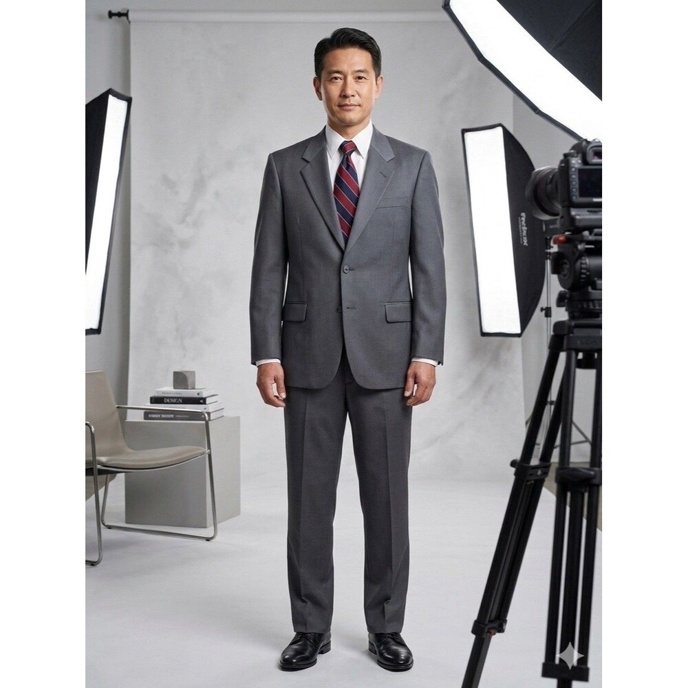 Vtg SOGO Japan Special Tailor Bespoke Suit Charcoal Gray Herringbone 40S/33x27.5